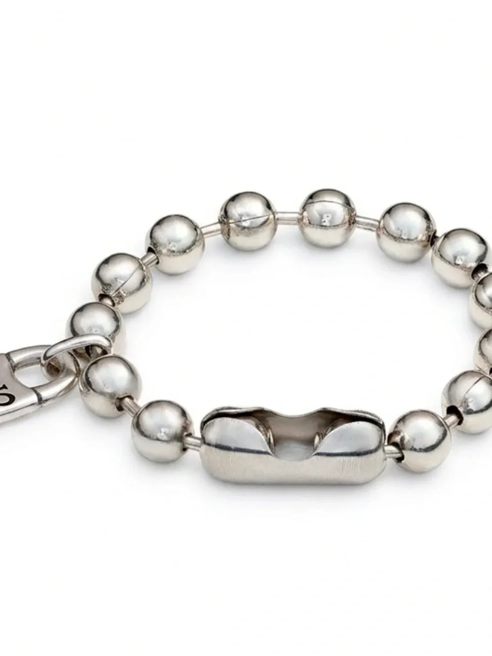 UNO de 50 Polished Silver Bead Bracelet with Padlock Charm